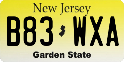 NJ license plate B83WXA