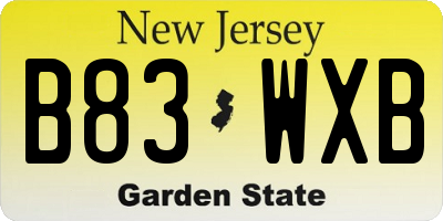 NJ license plate B83WXB