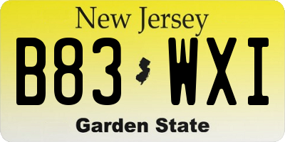 NJ license plate B83WXI