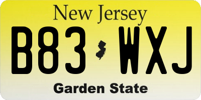 NJ license plate B83WXJ