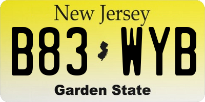 NJ license plate B83WYB