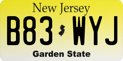 NJ license plate B83WYJ