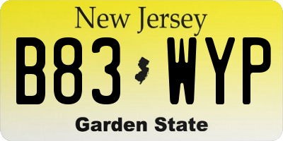NJ license plate B83WYP