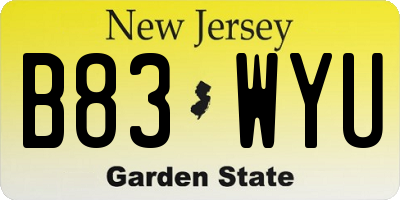 NJ license plate B83WYU