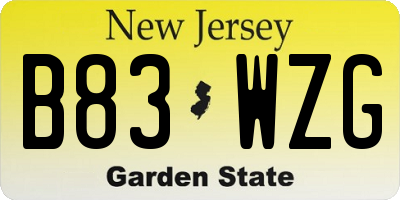 NJ license plate B83WZG