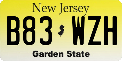 NJ license plate B83WZH