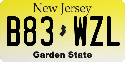 NJ license plate B83WZL