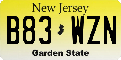 NJ license plate B83WZN