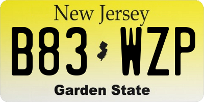 NJ license plate B83WZP