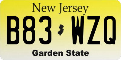 NJ license plate B83WZQ
