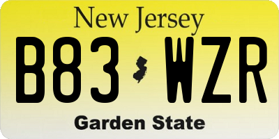 NJ license plate B83WZR