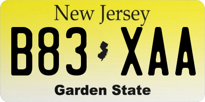NJ license plate B83XAA