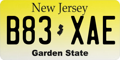 NJ license plate B83XAE