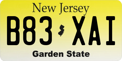 NJ license plate B83XAI