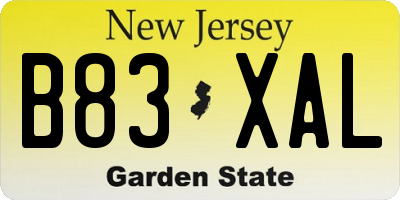 NJ license plate B83XAL