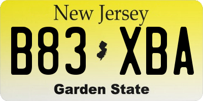NJ license plate B83XBA