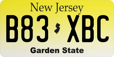 NJ license plate B83XBC
