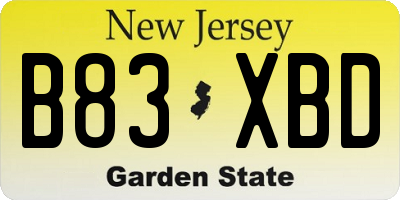 NJ license plate B83XBD