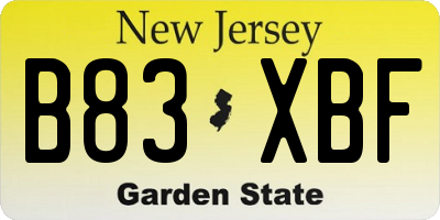 NJ license plate B83XBF