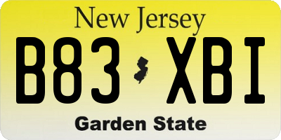 NJ license plate B83XBI