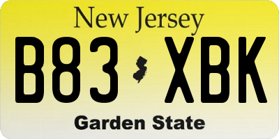 NJ license plate B83XBK