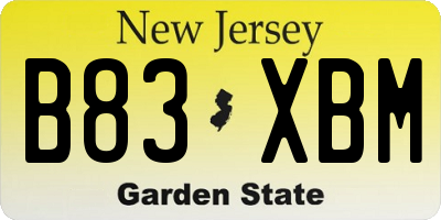 NJ license plate B83XBM