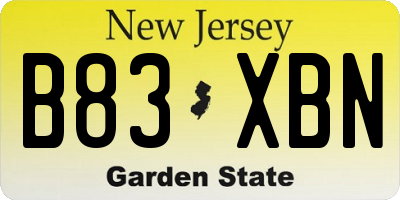 NJ license plate B83XBN
