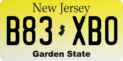 NJ license plate B83XBO