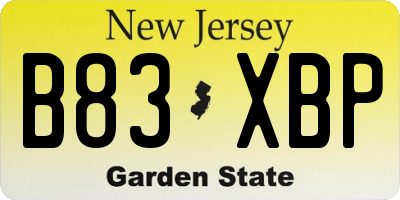 NJ license plate B83XBP