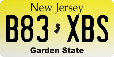 NJ license plate B83XBS