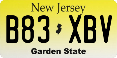 NJ license plate B83XBV