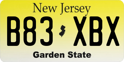 NJ license plate B83XBX