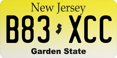 NJ license plate B83XCC
