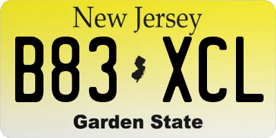 NJ license plate B83XCL