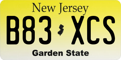 NJ license plate B83XCS