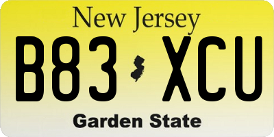 NJ license plate B83XCU