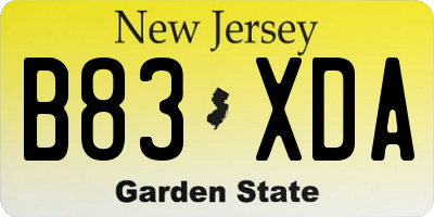 NJ license plate B83XDA