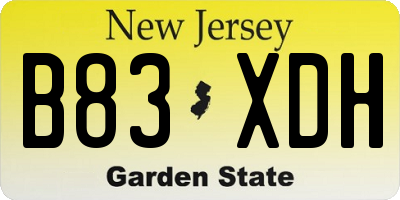 NJ license plate B83XDH