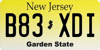 NJ license plate B83XDI