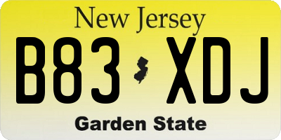 NJ license plate B83XDJ