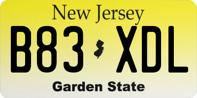NJ license plate B83XDL