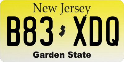 NJ license plate B83XDQ