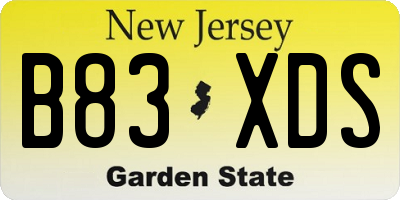 NJ license plate B83XDS