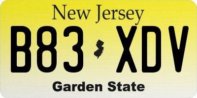 NJ license plate B83XDV