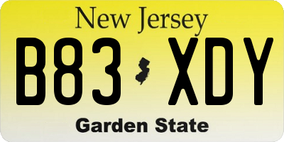 NJ license plate B83XDY