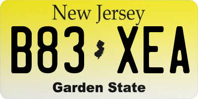 NJ license plate B83XEA