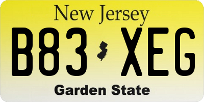 NJ license plate B83XEG