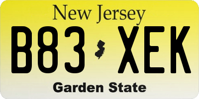 NJ license plate B83XEK