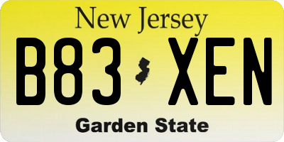 NJ license plate B83XEN