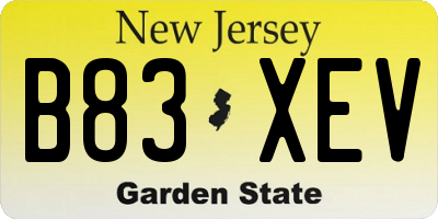 NJ license plate B83XEV
